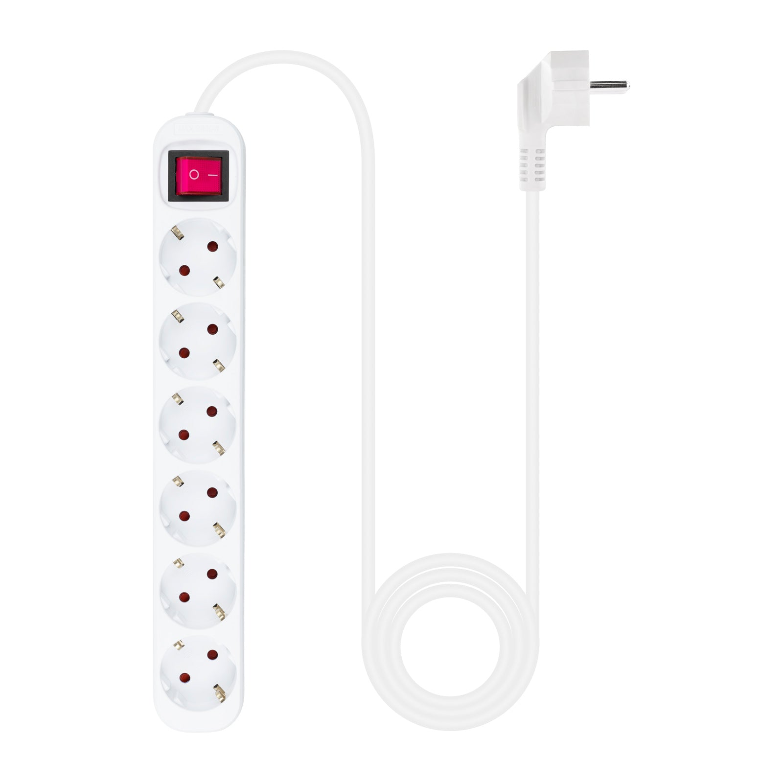 Extensão Nanocable de 6 tomadas com interruptor- 1.4 metros Branco