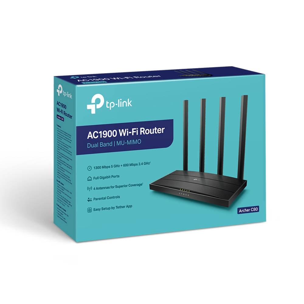 Routeur Gigabit Mesh Wi-Fi 5 double bande TP-Link Archer C80 AC1900 Wave 2