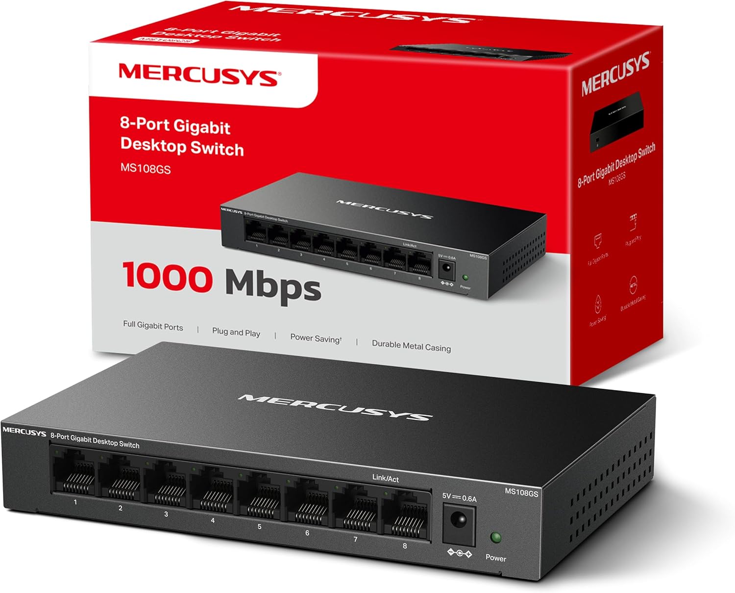 Switch Gigabit de 8 portas - Mercusys MS108GS