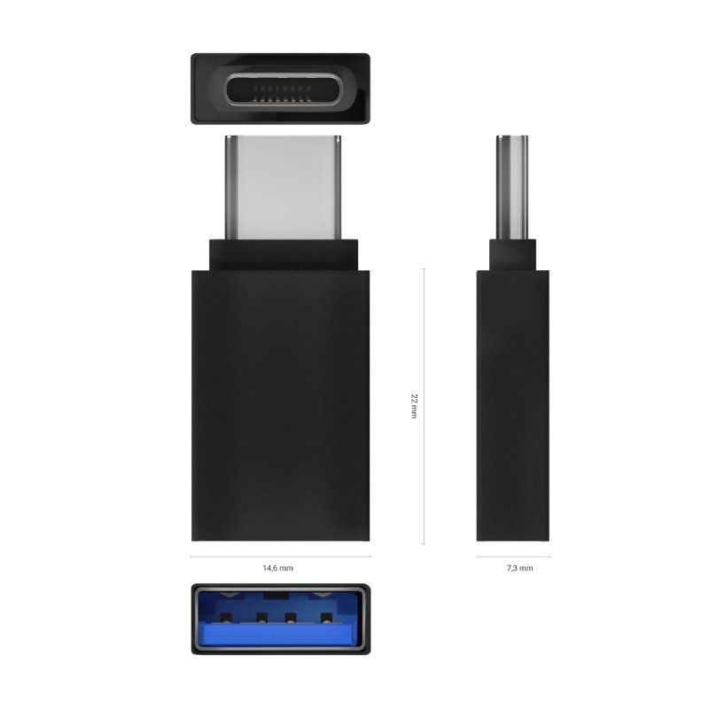 Adaptador USB 3.2 Aisens A108-0717 / Fêmea USB - Macho USB Tipo C / Preto