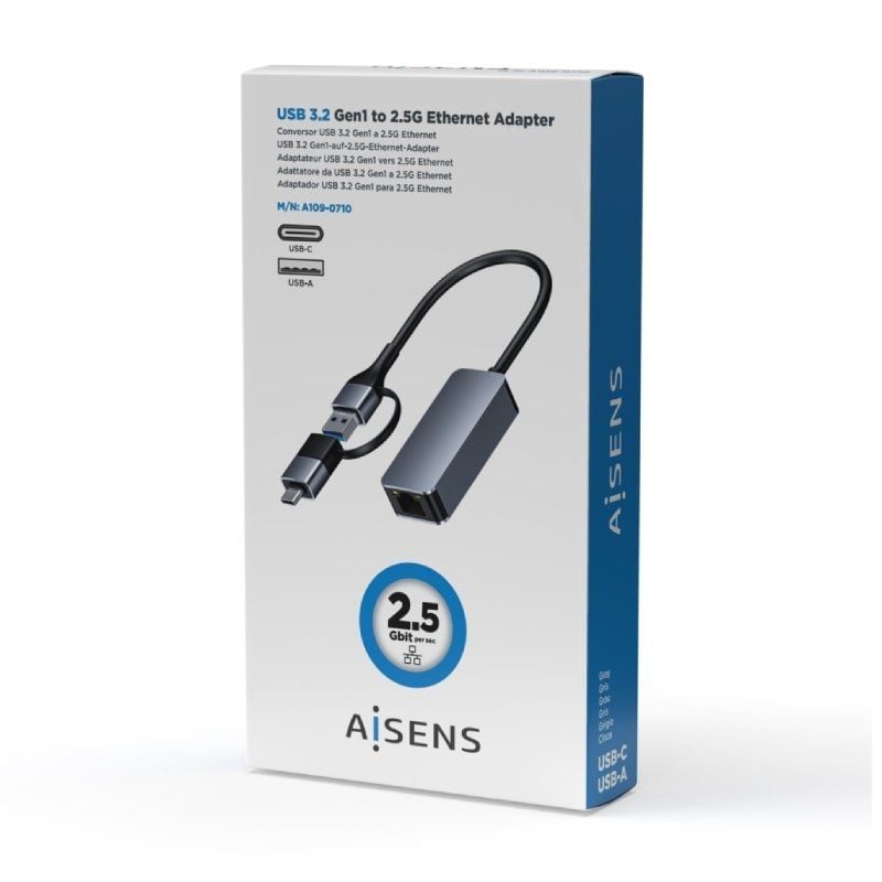 Adaptador USB - USB Tipo C - RJ45 Aisens A109-0710 / 2500mbps