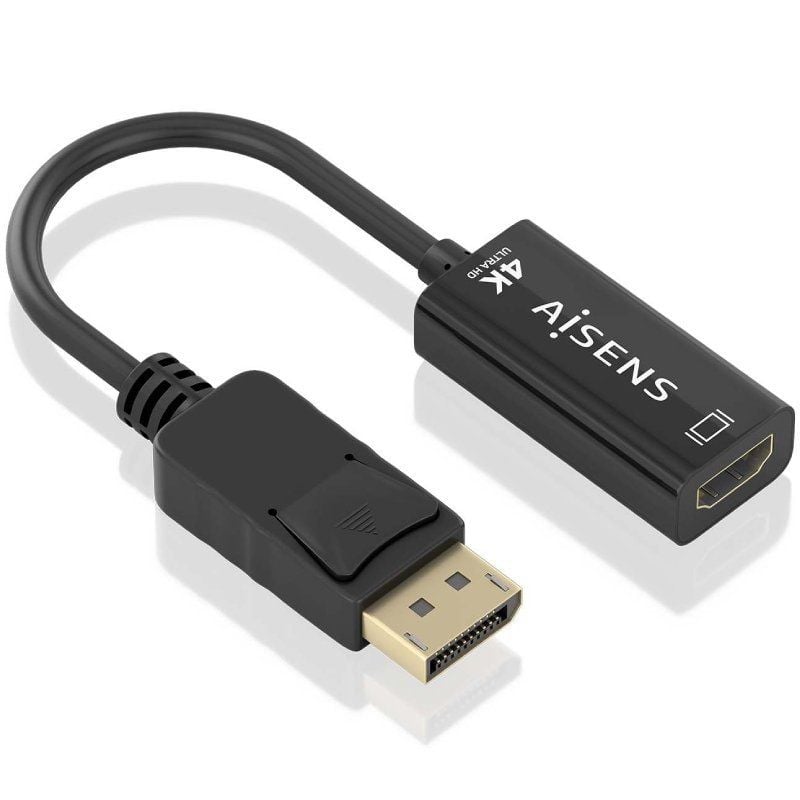 Cabo Conversor A125-0905 da Aisens / Macho Displayport - Fêmea HDMI / 15cm / Preto