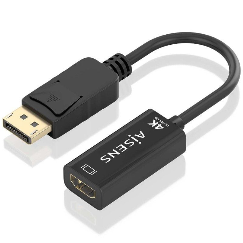 Cabo Conversor A125-0905 da Aisens / Macho Displayport - Fêmea HDMI / 15cm / Preto