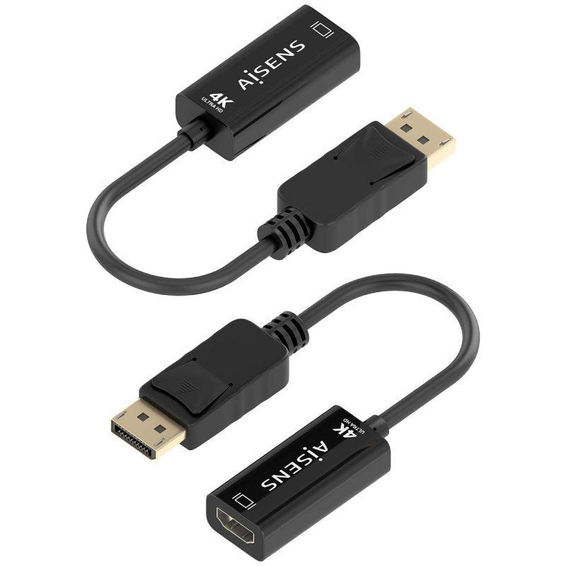 Cabo Conversor A125-0905 da Aisens / Macho Displayport - Fêmea HDMI / 15cm / Preto
