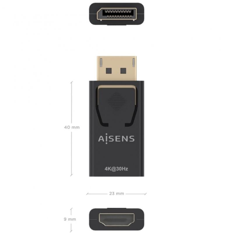 Conversor Aisens A125-0949 / Displayport Macho - HDMI Fêmea / Preto