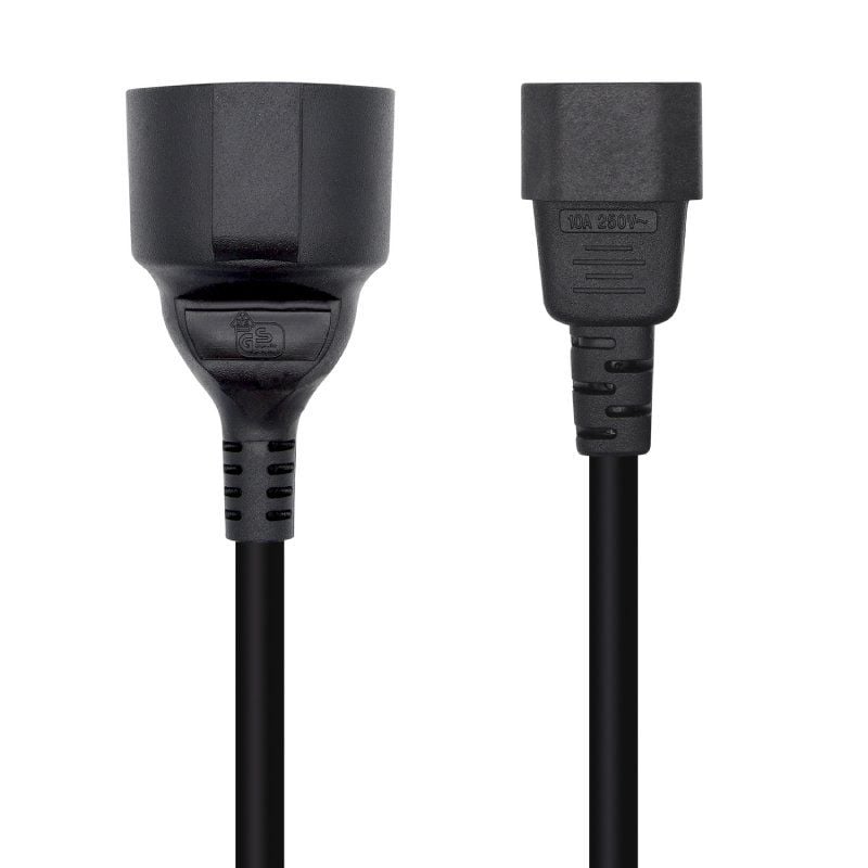 Adaptador de Corrente Aisens A132-0467 / C14 Macho - CEE7 Fêmea / 25cm / Preto