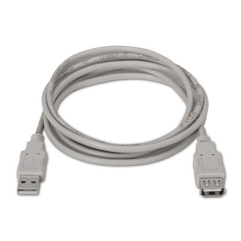 Cabo de Extensão USB 2.0 Aisens A101-0014 / USB Macho - USB Fêmea / Até 2,5w / 60mbps / 3m / Bege