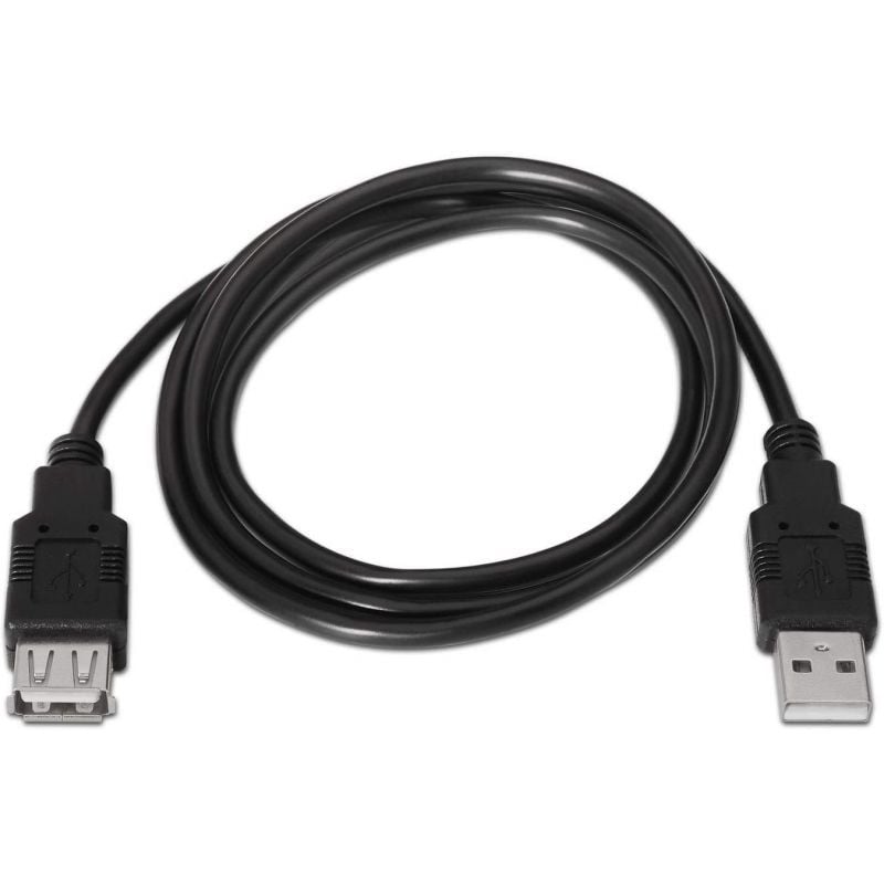 Cabo de Extensão USB 2.0 Aisens A101-0016 / USB Macho - USB Fêmea / Até 2,5w / 60mbps / 1,8m / Preto