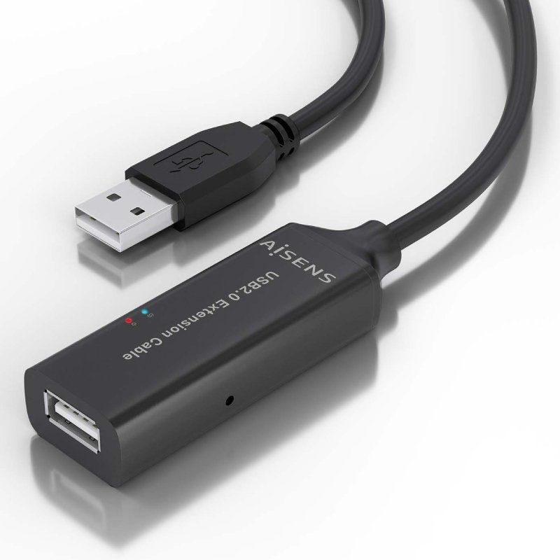 Cabo de Extensão USB 2.0 Aisens A101-0914 / USB Macho - USB Fêmea / 5m / Preto