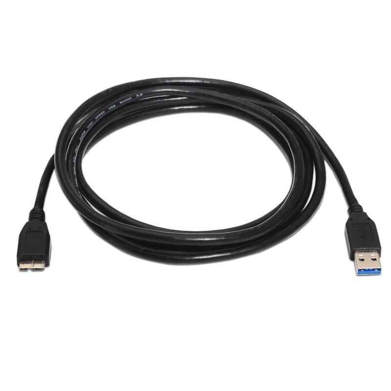 Cabo USB 3.0 Aisens A105-0044 / Macho USB - Macho Microusb / Até 9W / 625mbps / 2m / Preto