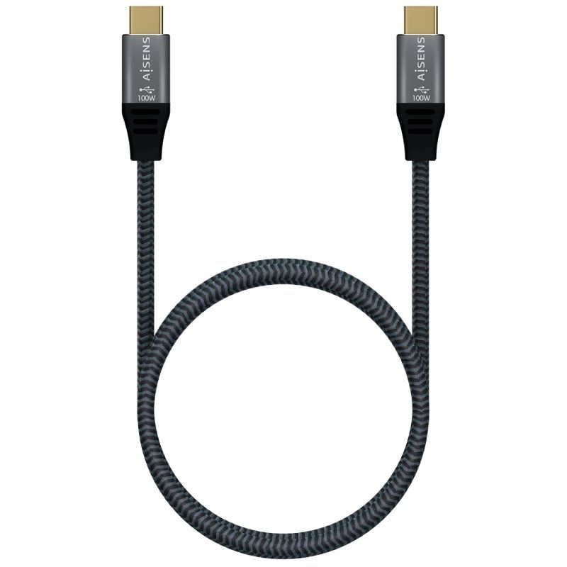 Cabo USB 2.0 Tipo C Aisens A107-0628 5A 100W / USB Tipo C Macho - USB Tipo C Macho / Até 100W / 60m…