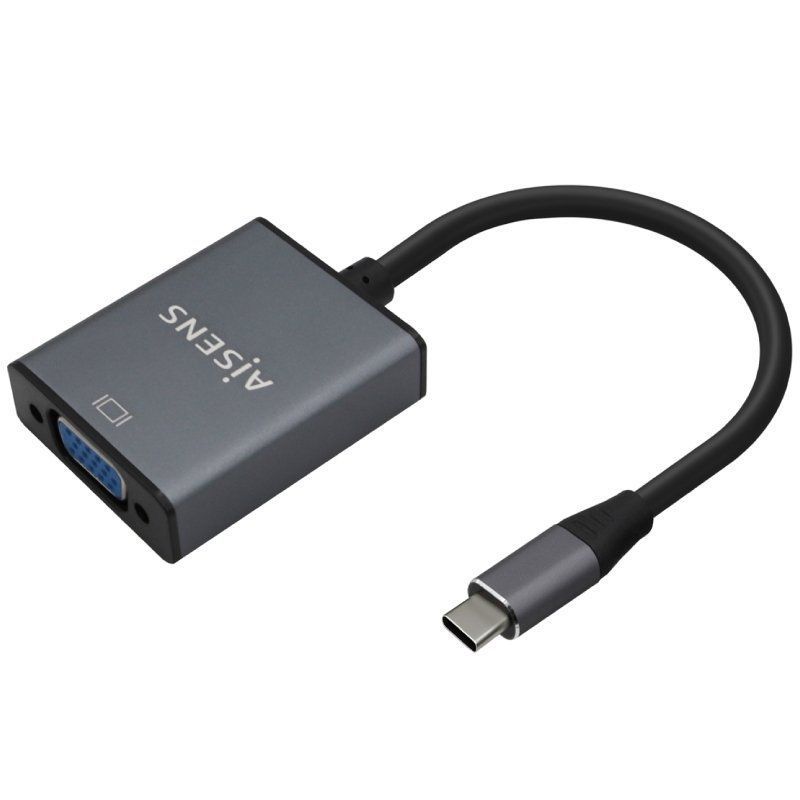 Conversor Aisens A109-0691 / USB Tipo C Macho - VGA Fêmea / Até 27W / 1250mbps / 15cm / Cinzento