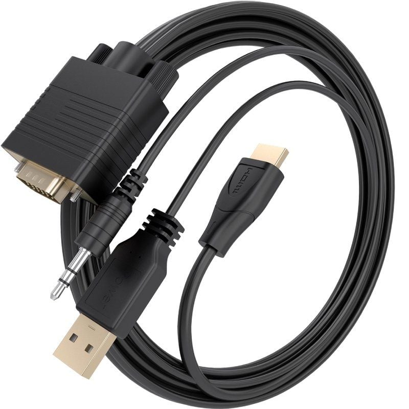 Cabo Conversor Aisens A122-1015 SVGA Macho - USB Macho - Jack Macho / HDMI Macho / 2m / Preto