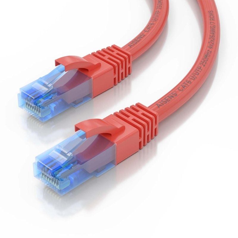 Cabo de Rede RJ45 AWG26 CCA UTP Cabo de Rede Aisens A135-0785 Cat.6 / 25cm / Vermelho