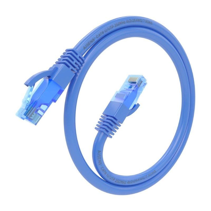 Cabo de Rede RJ45 AWG26 CCA UTP Cabo de Rede Aisens A135-0795 Cat.6 / 25cm / Azul