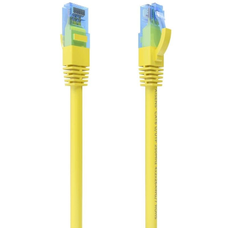 Cabo de Rede RJ45 AWG26 CCA UTP Cabo de Rede Aisens A135-0832 Cat.6 / 75cm / Amarelo