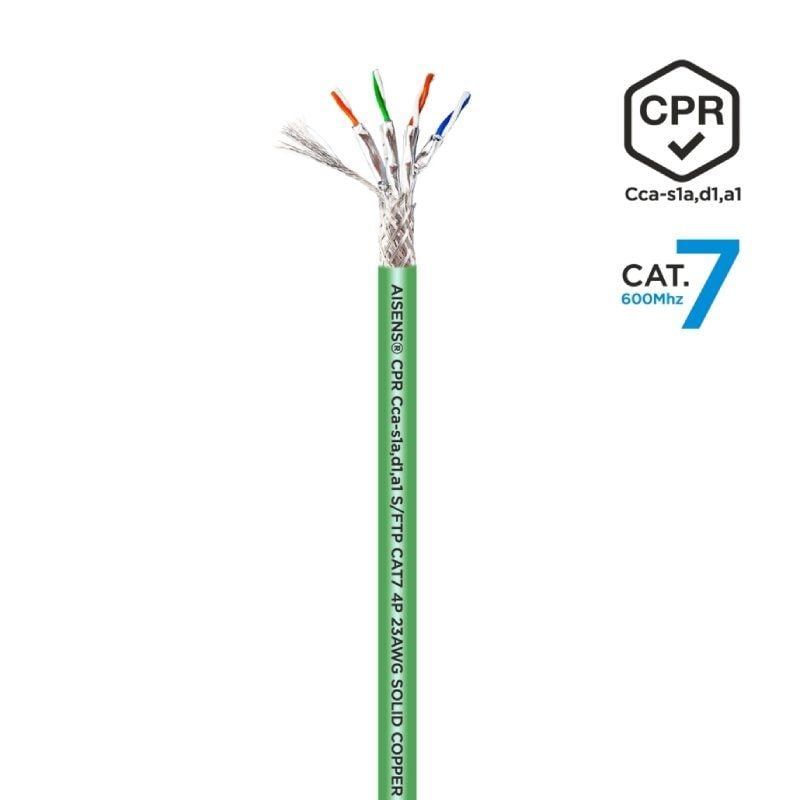 Bobina de Cabo RJ45 SFTP SFTP AWG23 LSZH CPR Cca Aisens A146-0668 Cat.7 / 500m / Verde
