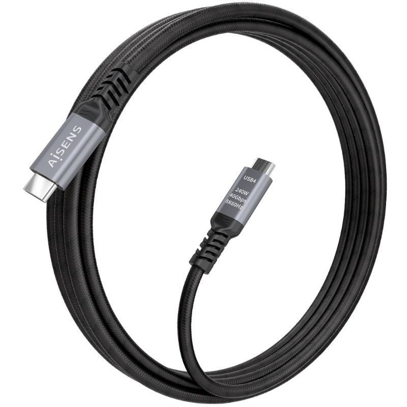 Cabo USB 4.0 Tipo C Aisens A156-0996 / Macho USB Tipo C - Macho USB Tipo C / Até 240W / 40gbps / 2m…
