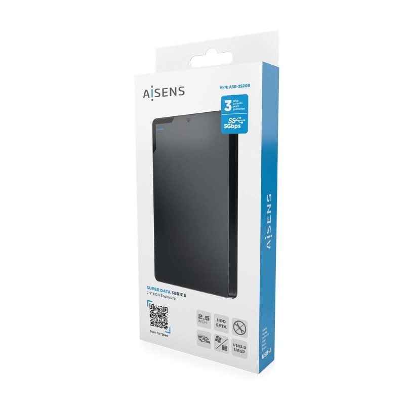 Aisens Ase-2520b / USB 3.1 / Caixa para Unidade de Disco Rígido Externa de 2,5" sem Parafusos