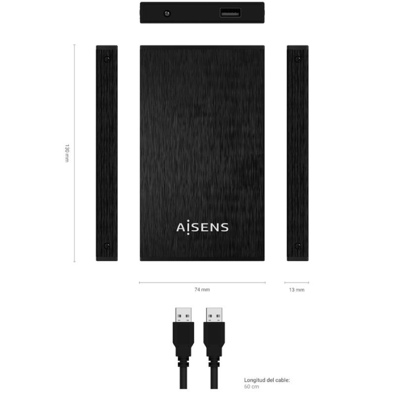 Aisens Ase-2523b / Caixa para Unidade de Disco Rígido Externa USB 3.0 de 2,5 Polegadas