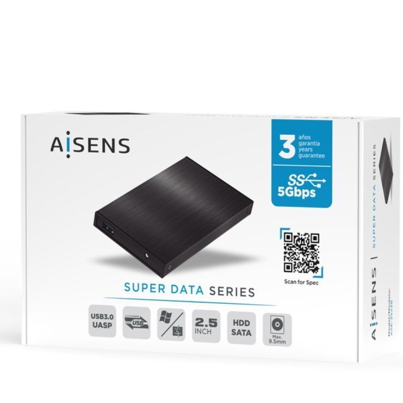 Aisens Ase-2523b / Caixa para Unidade de Disco Rígido Externa USB 3.0 de 2,5 Polegadas