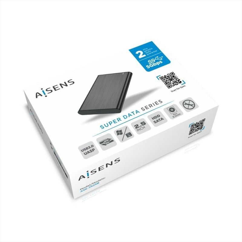 Aisens Ase-2525b / USB 3.1 / Caixa para Unidade de Disco Rígido Externa de 2,5" sem Parafusos