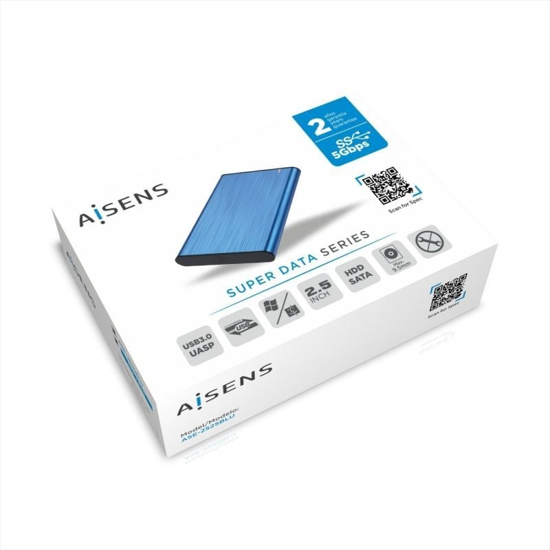 Aisens Ase-2525blu Caixa para Unidade de Disco Rígido Externa de 2,5" / USB 3.1 / sem Parafusos
