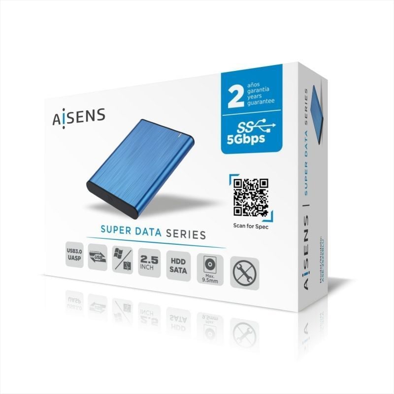 Aisens Ase-2525blu Caixa para Unidade de Disco Rígido Externa de 2,5" / USB 3.1 / sem Parafusos