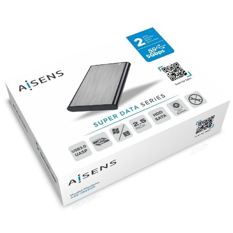 Aisens Ase-2525gr / USB 3.1 / Caixa para Unidade de Disco Rígido Externa de 2,5" sem Parafusos