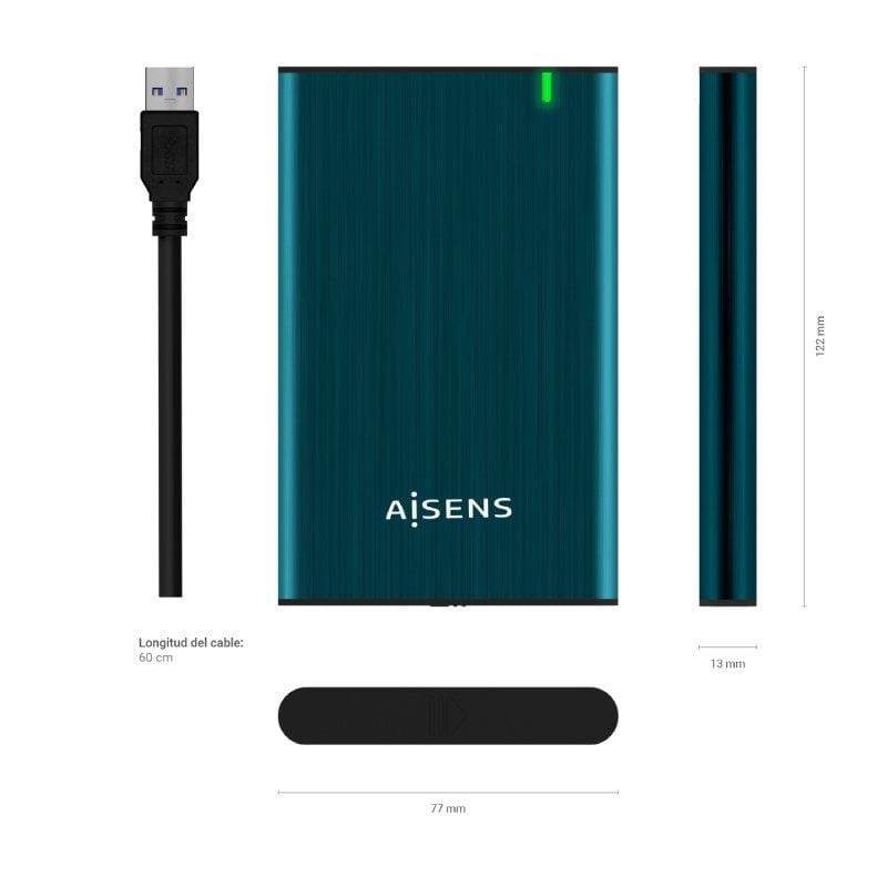 Aisens Ase-2525pb Caixa para Unidade de Disco Rígido Externa de 2,5" / USB 3.0 / sem Parafusos