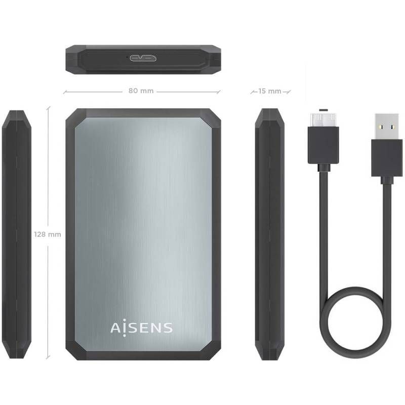 Aisens Ase-2529b / USB 3.1 / Caixa para Unidade de Disco Rígido Externa de 2,5" sem Parafusos