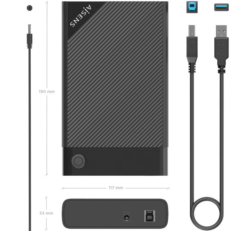 Aisens Ase-3529b / USB 3.1 / Caixa para Unidade de Disco Rígido Externa de 2,5" sem Parafusos