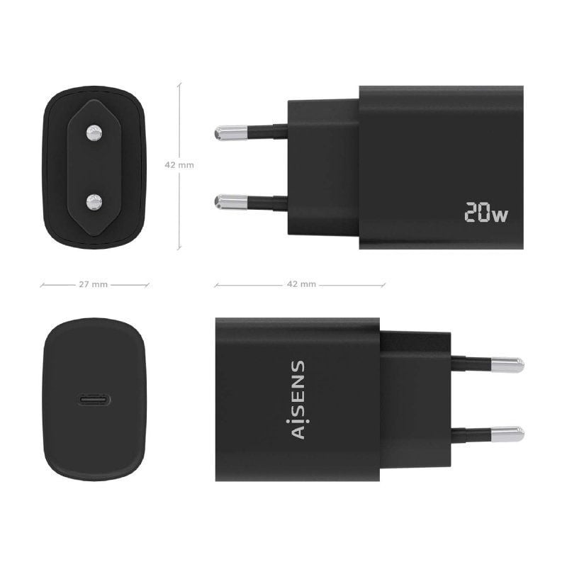 Carregador de Parede Aisens A110-0753 / 1xusb Type-c / 20W