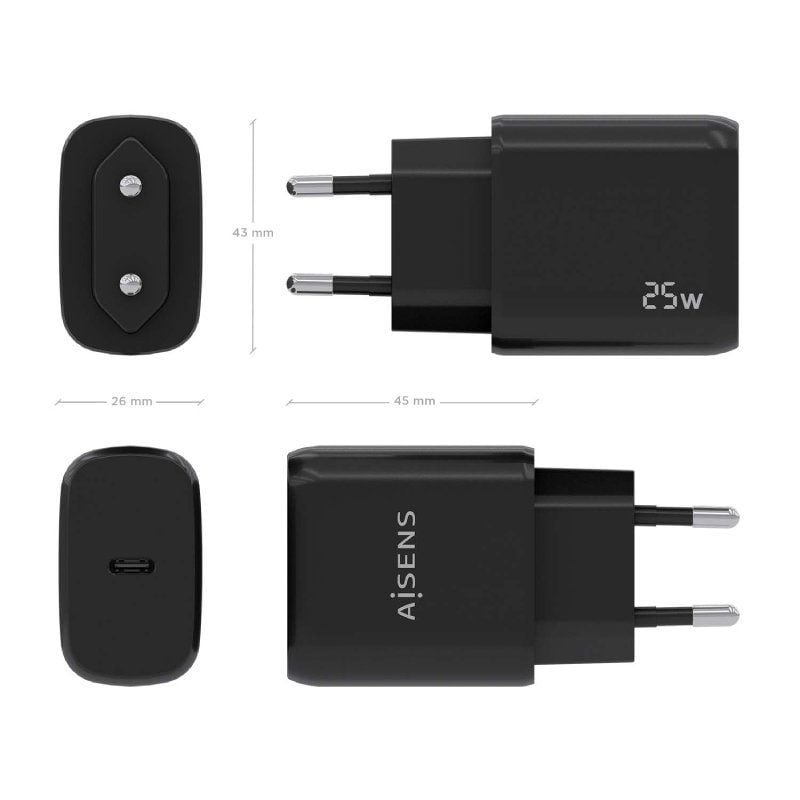 Carregador de Parede Aisens A110-0757 / 1xusb Type-c / 25W