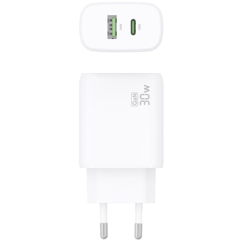 Carregador de Parede Gan Aisens A110-0923 / 1xusb Type-c / 1xusb / 30W / Branco
