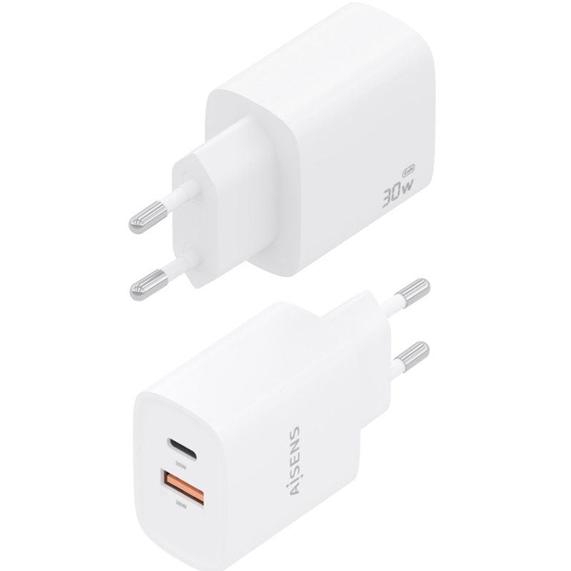 Carregador de Parede Aisens A110-0952 Gan A110-0952 / 1xusb Type-c / 1xusb / 30W / Branco