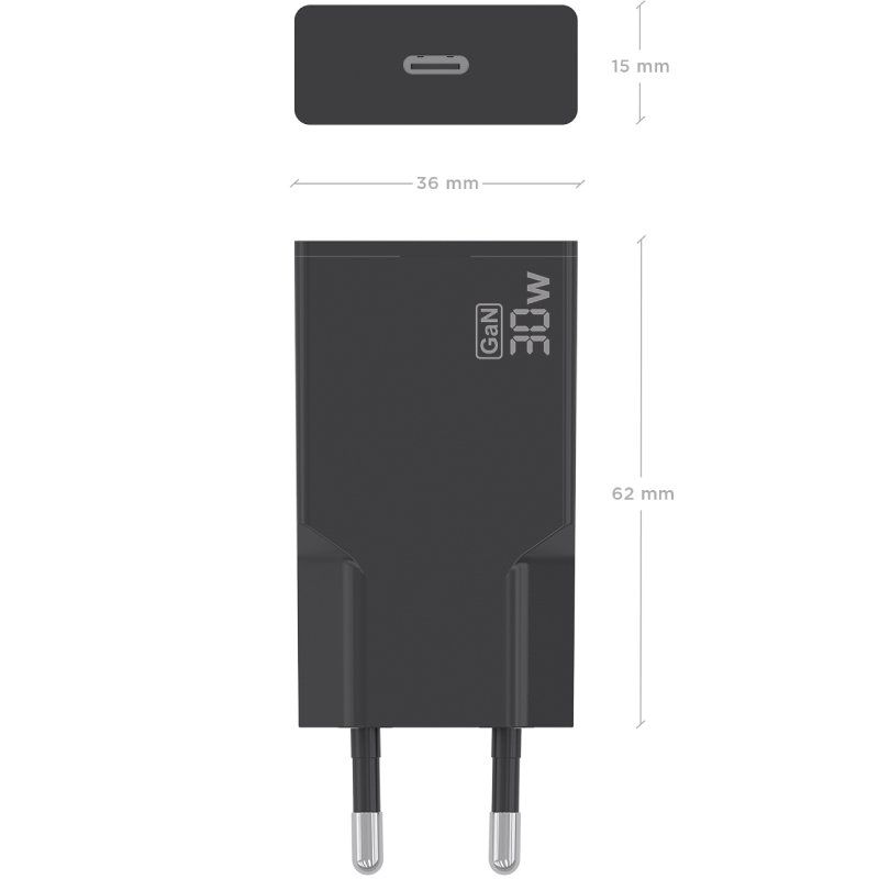Carregador de Parede Aisens A110-1004 Gan / 1xusb Type-c / 30W / Preto