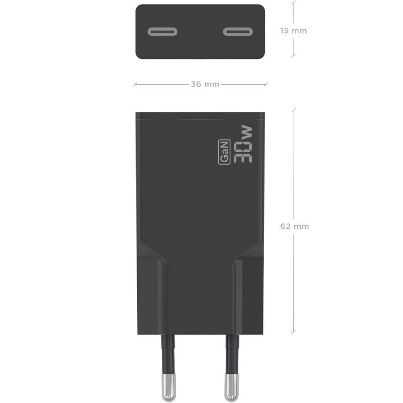Carregador de Parede Aisens A110-1006 Gan / 2xusb Tipo C / 30W / Preto