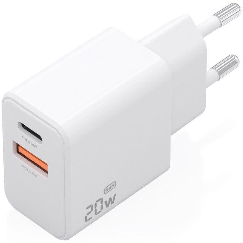 Carregador de Parede Aisens A110-1025 Gan / 1xusb Tipo C / 1xusb / 20W / Branco