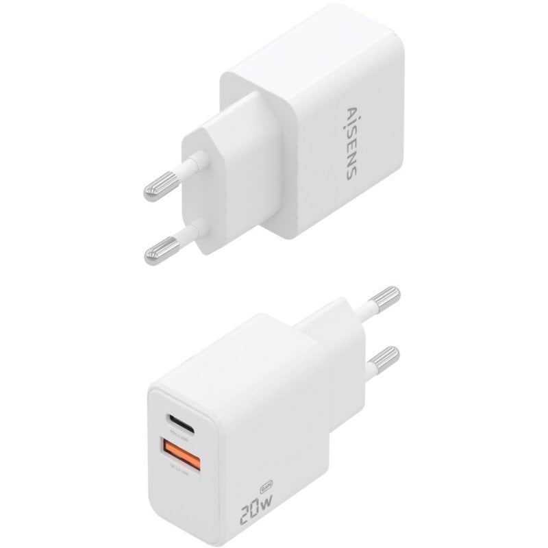 Carregador de Parede Aisens A110-1025 Gan / 1xusb Tipo C / 1xusb / 20W / Branco