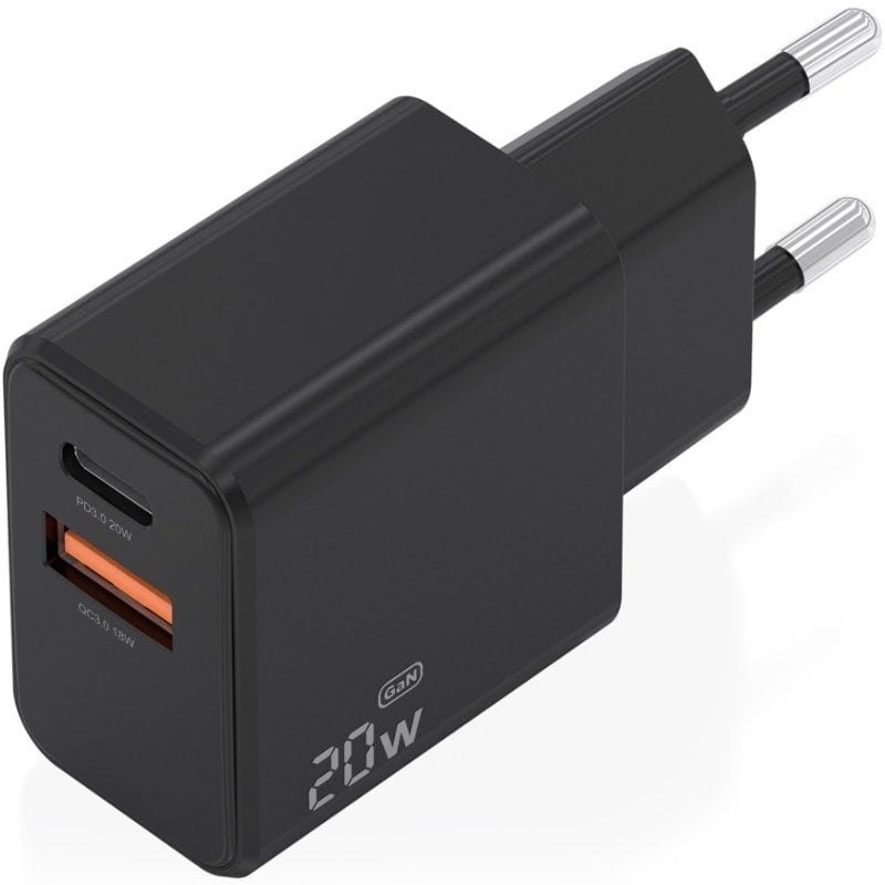 Carregador de Parede Aisens A110-1026 Gan / 1xusb Tipo C / 1xusb / 20W / Preto