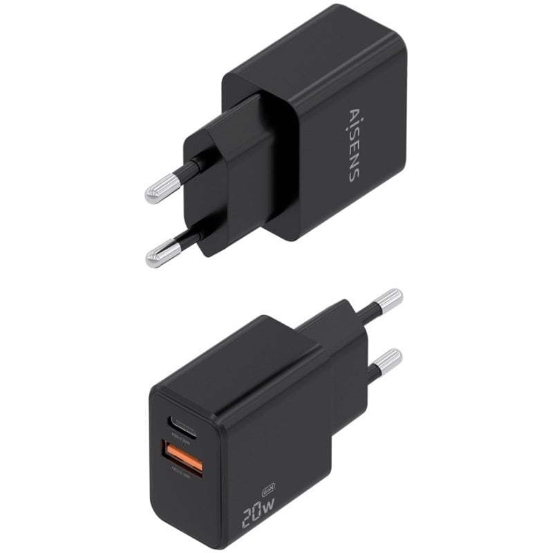 Carregador de Parede Aisens A110-1026 Gan / 1xusb Tipo C / 1xusb / 20W / Preto