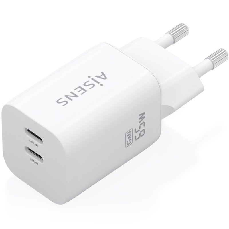 Carregador de Parede Aisens A110-1029 Gan / 2xusb Type-c / 65W / Branco