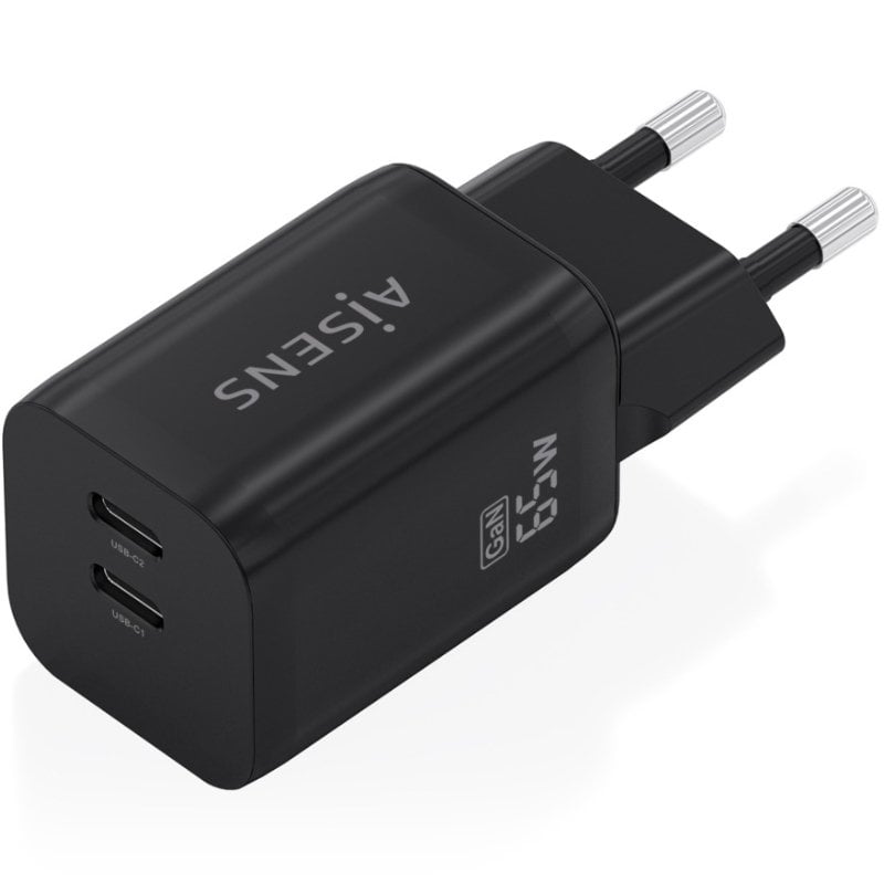 Carregador de Parede Aisens A110-1030 Gan / 2xusb Type-c / 65W / Preto