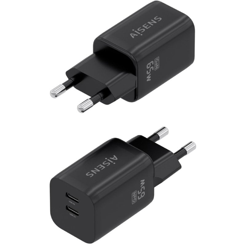 Carregador de Parede Aisens A110-1030 Gan / 2xusb Type-c / 65W / Preto