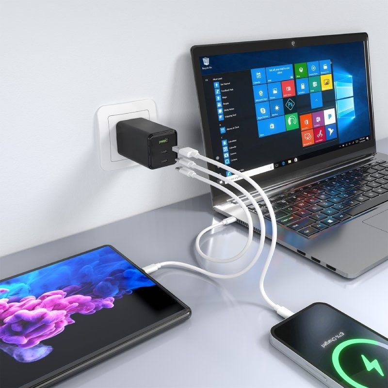 Carregador de Parede Gan Aisens Asch-100w3p052-bk / 2xusb Type-c / 1xusb / 100W