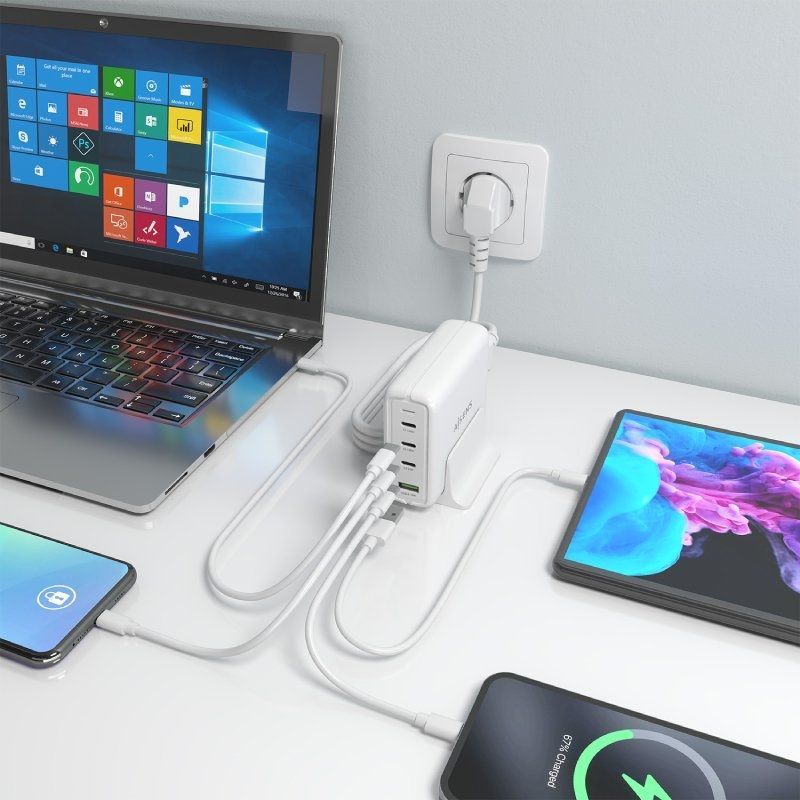 Carregador de Secretária Aisens Gan Asch-140w4p055-w / 3xusb Type-c / 1xusb / 140W