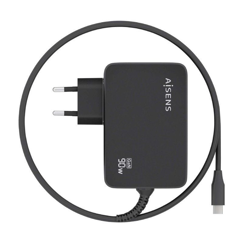 Carregador de Parede Gan Aisens Asch-1pd90wl034-bk / 1xusb Type-c + Cabo 1,8m / 90W