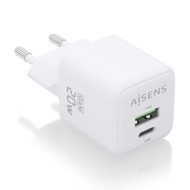 Carregador de Parede Aisens Gan Asch-20w2p010-w / 1xusb Type-c / 1xusb / 20W