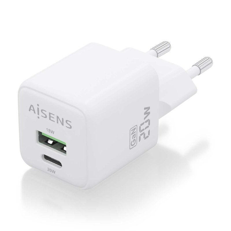 Carregador de Parede Aisens Gan Asch-20w2p010-w / 1xusb Type-c / 1xusb / 20W